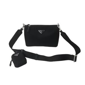 PRADA Renylon Crossbody bag black triangle logo